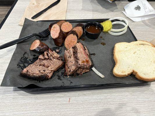 Brisket, jalapeño sausage...after I ate some I remembered to take a picture lol