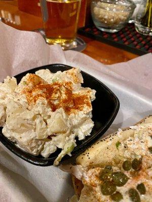 Slaw Dog with a side of Potato Salad.