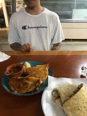 Birria, asada burrito. No pics of tacos, got too excited.