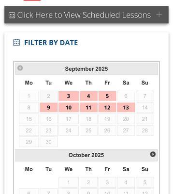 This is what the online schedule looks like every time I check.