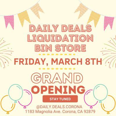 MARCH 8TH!!!! Join us as we kick off our Bin Store with Unbeatable Prices! Raffles, Giveaways and More on Friday March 8th!