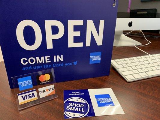 We accept all major forms of payment, including American Express!