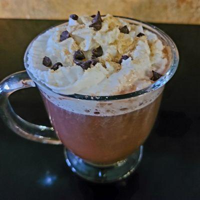 Specialty hot chocolate with toasted marshmallow bourbon.