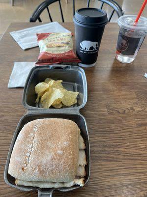 Lunch sandwich and coffee