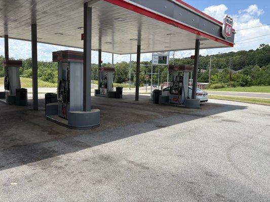 view of fuel dispensers