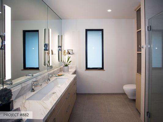 Santa Cruz bath counter for Talmadge Construction, Inc. by Marble & Stone Solutions.