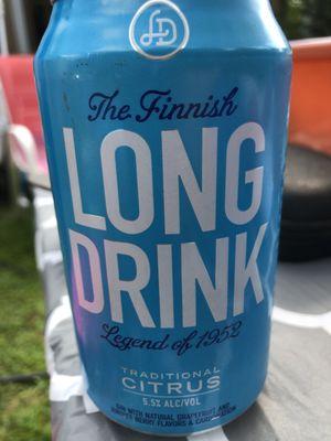 Long Drink gin, grapefruit and juniper berries, it doesn't say that on the box only the can