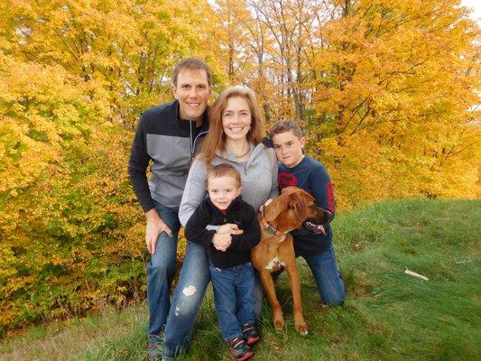 Dr Dustine & Dr. Michael Murphy with Patrick, Lucas and Dozer