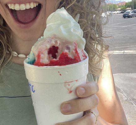 "Patriotic" with sweetened condensed milk and whipped cream