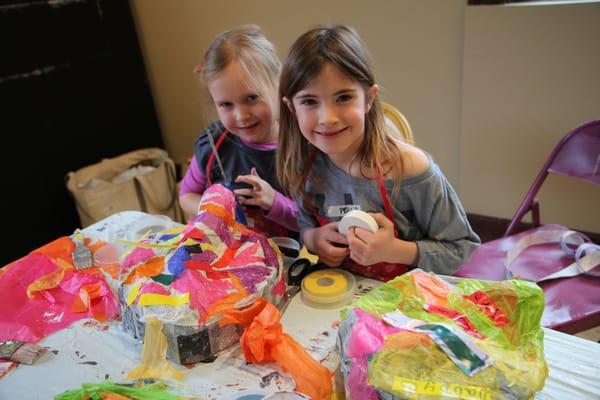 Kids paper mache during No School Art Day at Ah Haa School for the Arts.