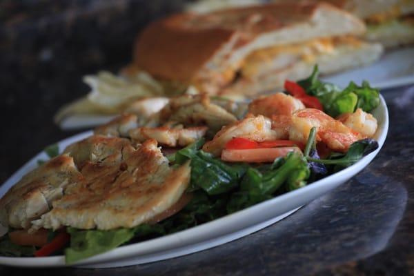 Grilled Chicken & Shrimp Salad
Choice of Lemon Vinaigrette Dressing