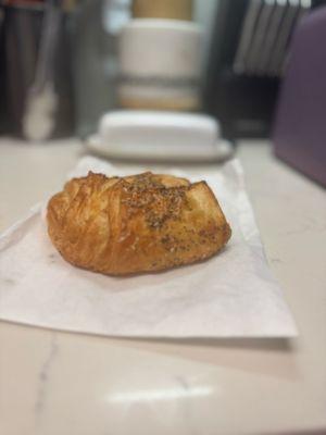 Ham and cheese croissant with everything bagel seasoning