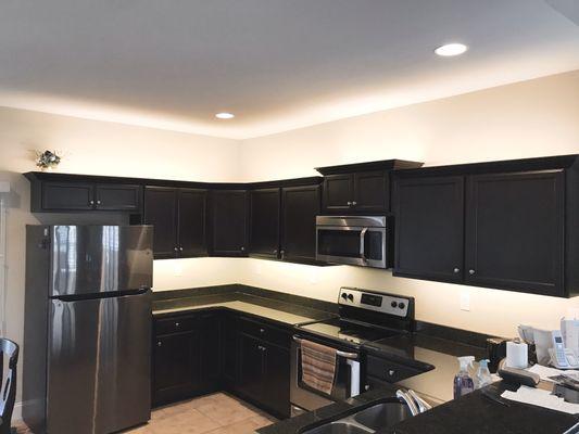 This LED cabinet lighting definitely made this the most popular room in the house