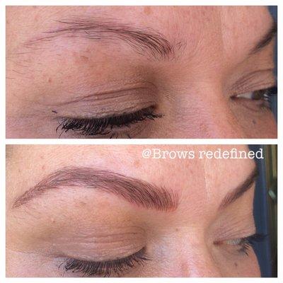 Before and after with Microblading.