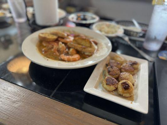 Voodoo shrimp and chargrilled scallops