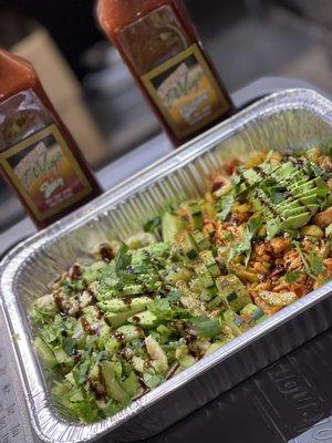 Aguachile rojo/verde mitad y mitad