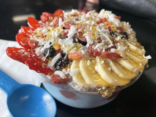 Shack acai bowl with blue pineapple base