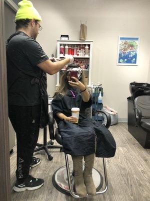 Salon loft with Jacob. 3 month touch up