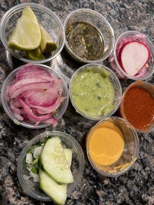 Condiments and salsas serve yourself