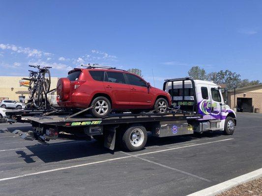 Our vehicle with our bikes attached.