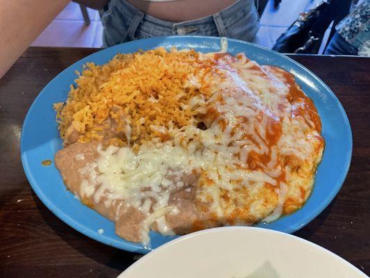Two cheese enchilada plate