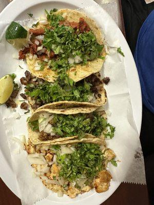 Tacos pastor, tripa, asada and pollo!