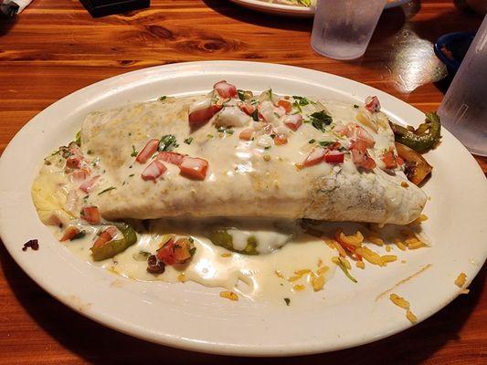 Fajita Burrito with Steak and Pico De Gallo.