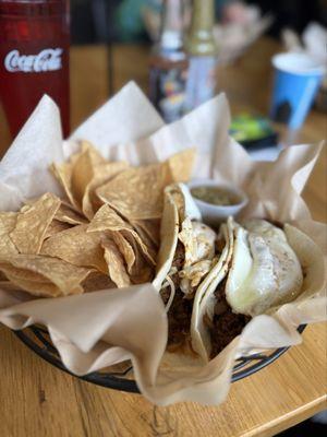 Chopped chorizo tacos