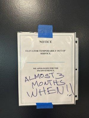 Perpetually broke  elevator at Hunting Creek Club