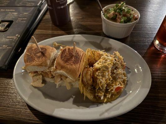 Cajun sliders and shrimp tacos
