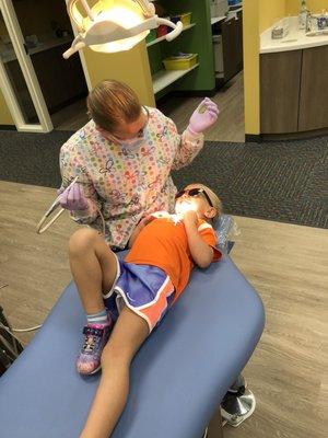 Getting our teeth cleaned:)