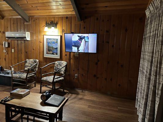 The living space, with no fireplace