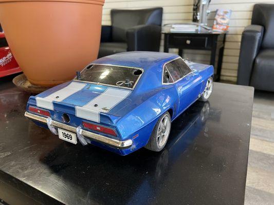 Model Camaro in the waiting room