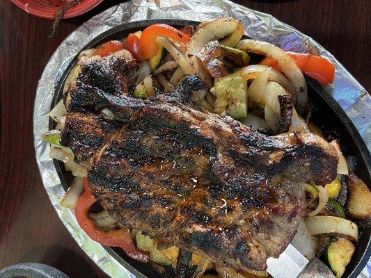 EL RANCHERITO with no mushrooms and Chili Guajillo Sauce on the side.