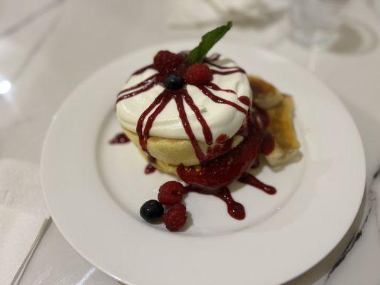 Raspberry and banana pancake- wonderful!