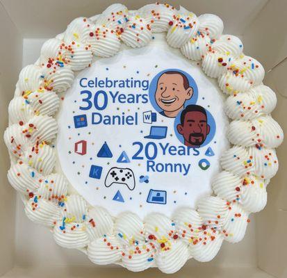 Anniversary cake for two of my team members