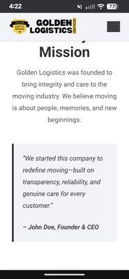 Snap shot from their website. Clearly the brokers did not vet this so called company.