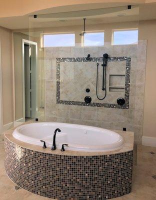 Stationary glass panel in Houston area home.