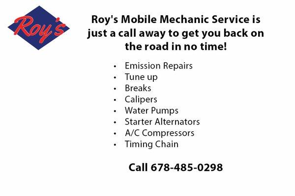 Roy's Mobile Mechanic Service