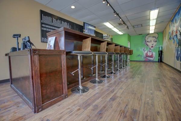 Our 22 foot solid oak bar