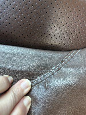 Here is an up close of the tear and ripping along the seam from their sharp objects