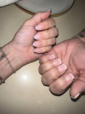 Almond French tip gel manicure & Square French tip gel manicure