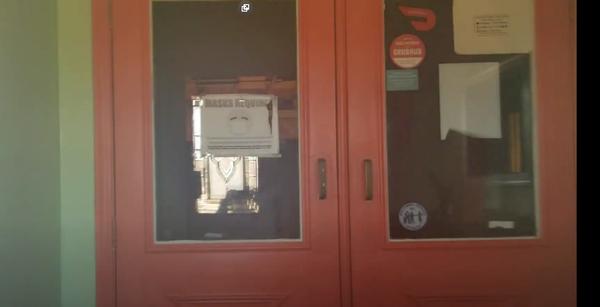 Fiesta's interior. (Very hard to see. but there's a TV!)