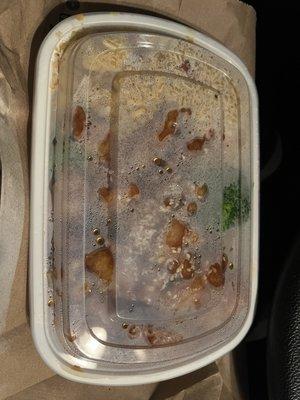 Sesame chicken, pork fried rice, & steamed broccoli