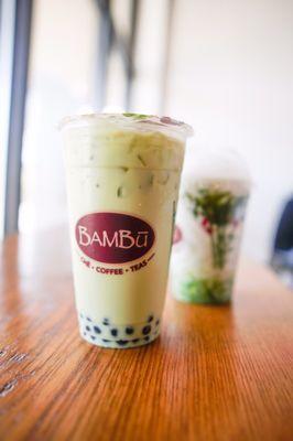 Green milk tea. It has a jasmine tea base.