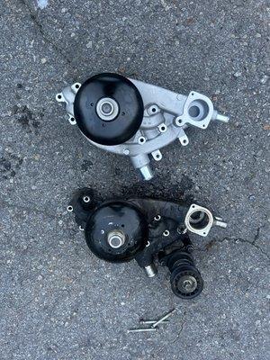 Old water pump and a new water pump