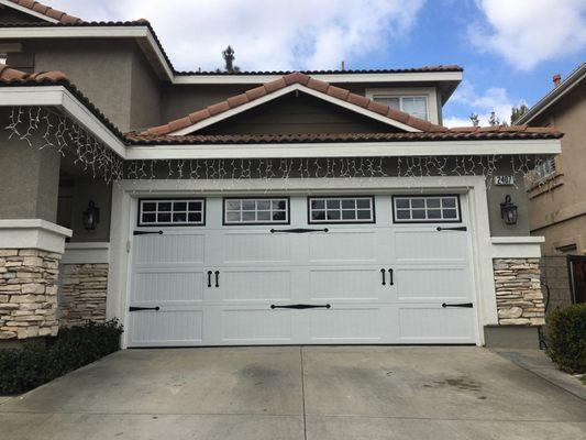 16x7 White Carriage House Garage Door with Windows!