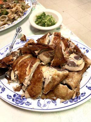 Hong Kong Crispy Chicken with Ginger Sauce/ Green Onions!