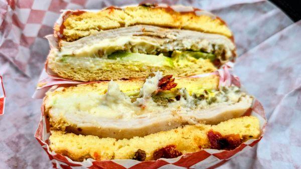 Turkey and Brie on Sun Dried Focaccia Pannini