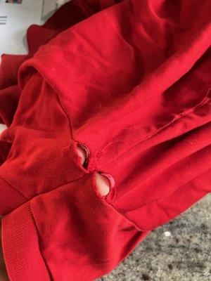 Todd's old shirt with holes in armpit